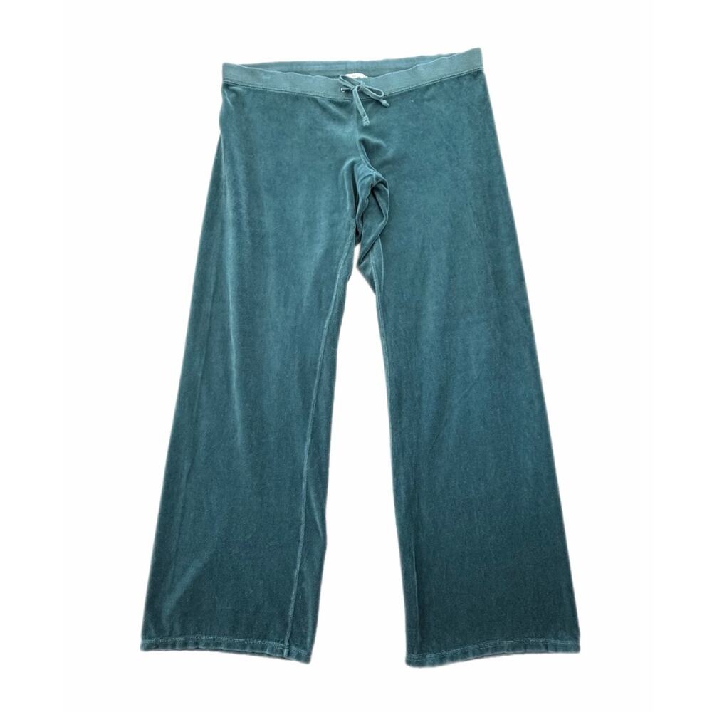 Juicy Couture Y2K Vintage Teal Velour Loungewear Casual Wide Leg Track Pants